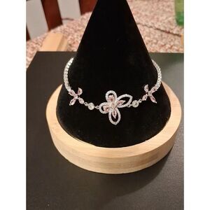 Dainty Butterfly Paradise Bracelet Silver And Pink Sparkling New